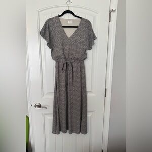 Sienna Sky Black and White Midi Sundress with Flutter Sleeves